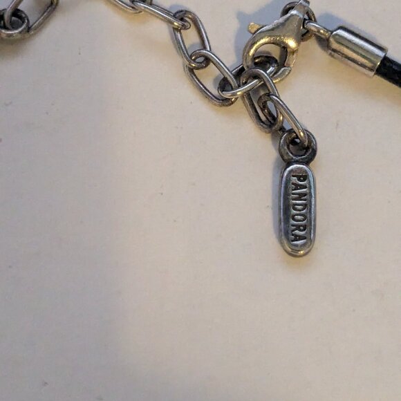 PANDORA ALE Black Corded "Inner Radiance" Charm 925 Sterling Silver Necklace - Picture 6 of 10